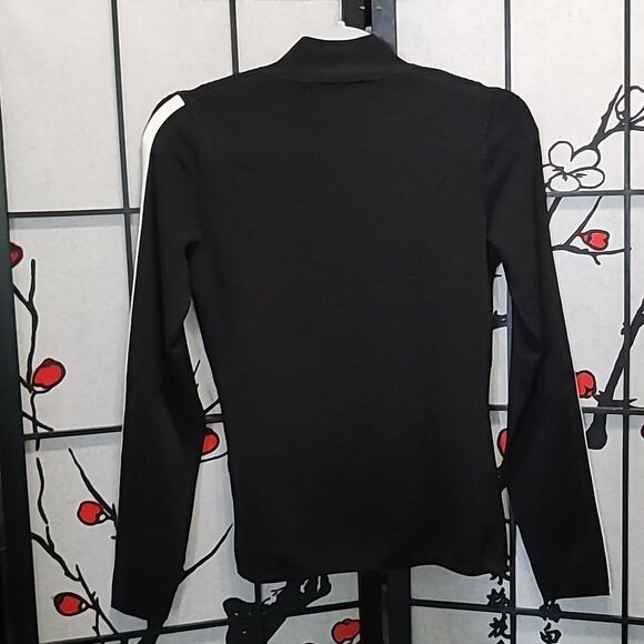 Reiss Anna Contrast Stripe Long Sleeve Top in Black/White - Picture 8 of 8